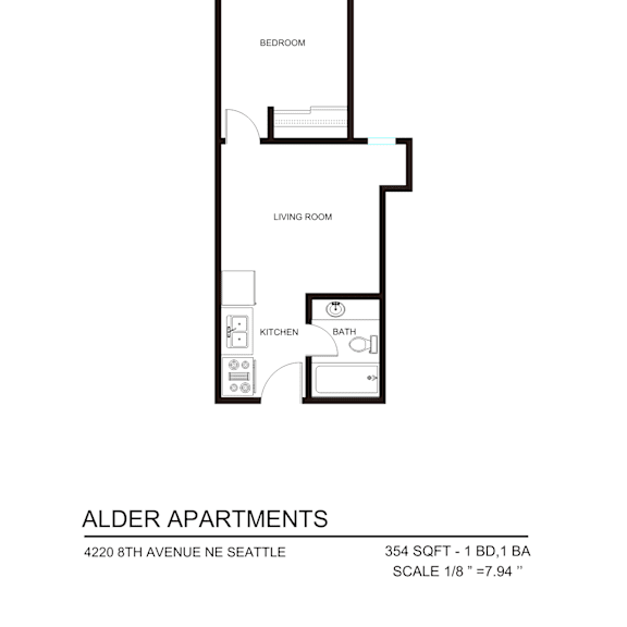 Thumbnail 2 of 3 A floor plan for the Alder Apartments.