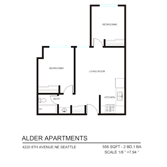 Thumbnail 3 of 6 A floor plan for the Alder Apartments.
