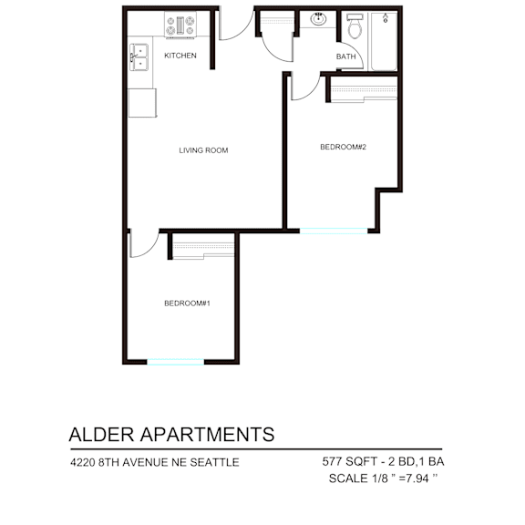 Thumbnail 4 of 6 A floor plan for the Alder Apartments.