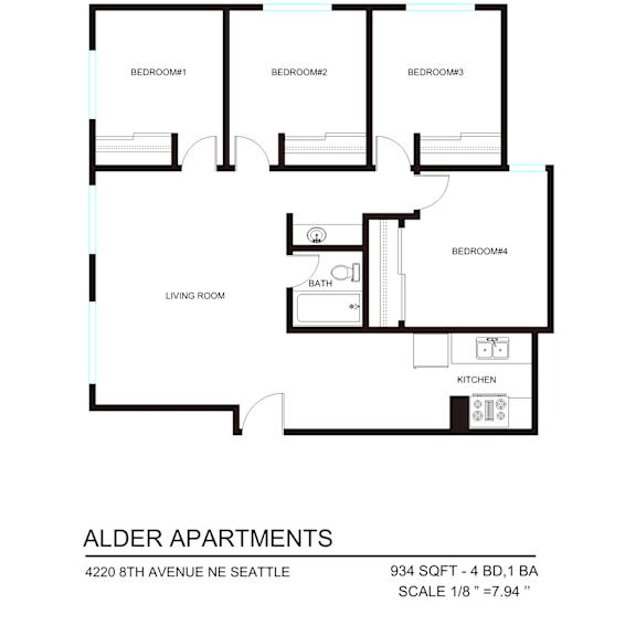 Thumbnail 1 of 2 A floor plan for the Alder Apartments in Seattle.