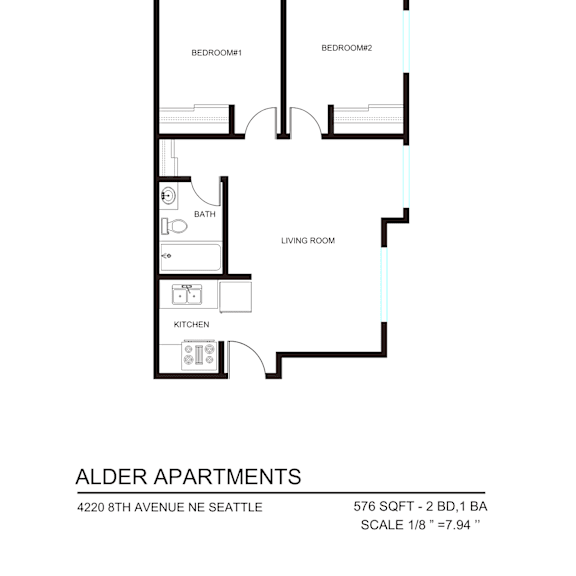 Thumbnail 2 of 6 A floor plan for the Alder Apartments.