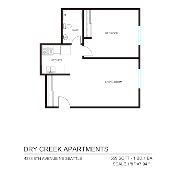 Thumbnail 4 of 8 A floor plan for Dry Creek Apartments.