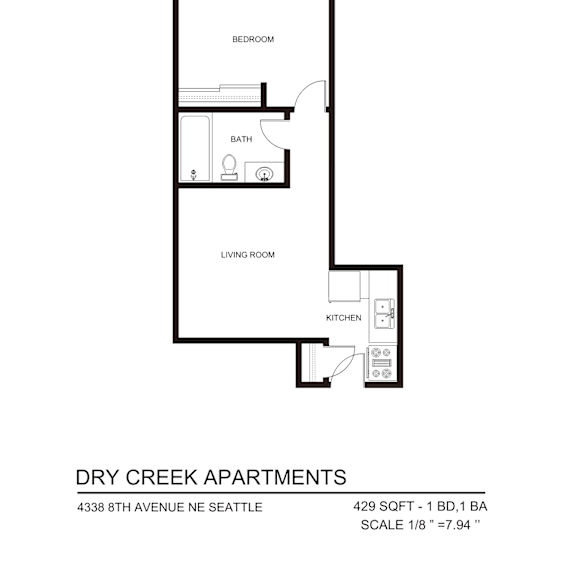 Thumbnail 3 of 5 A floor plan for Dry Creek Apartments in Seattle.