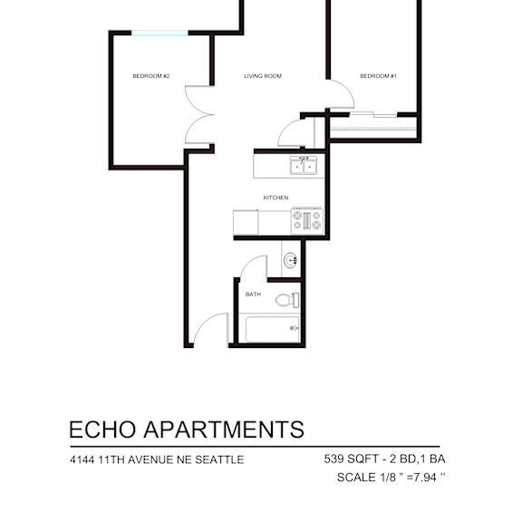 Thumbnail 2 of 9 A floor plan for Echo Apartments located at 4144 11th Avenue NE, Seattle.