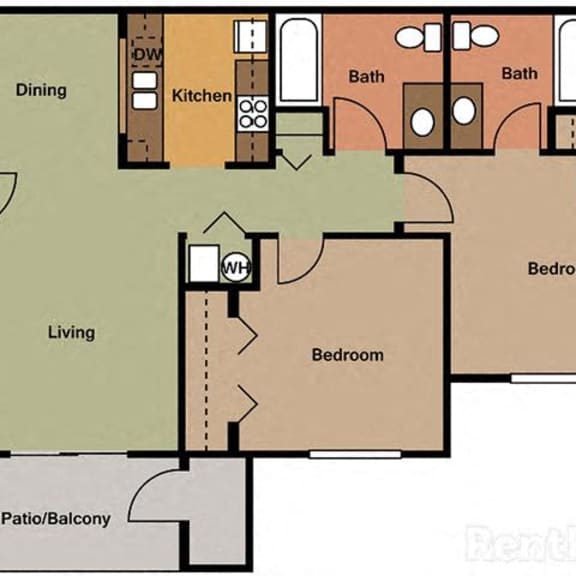 Thumbnail 2 of 2 2  Bed  2  Bath  910 Sq. Ft. at Creekside Square Apartments, Indianapolis, IN