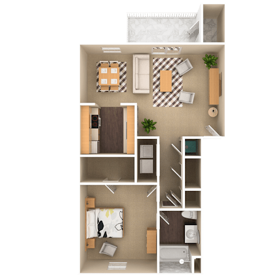 Thumbnail 1 of 2 1 Bedroom 1 Bathroom, 744 sq ft, Lark floorplan at Bexley Village, Greenwood, 46143