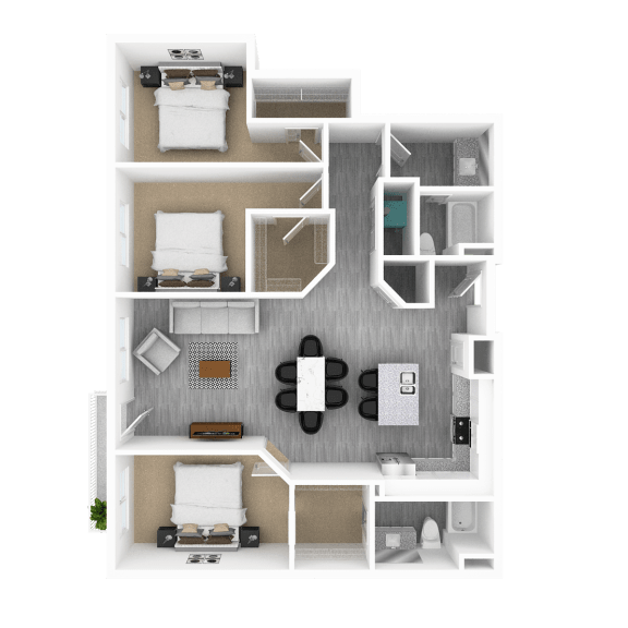 Thumbnail 1 of 2 Luxury 3 Bed 2 Bath, 1,675 sqft, 3D Floorplan at The Whit in Indianapolis, IN 46204