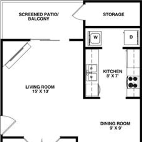 Thumbnail 2 of 2 1 Bedroom 1 Bathroom with den, 899 sq ft, Eagle floorplan at Bexley Village, Greenwood