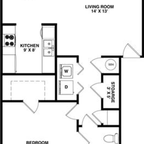 Thumbnail 2 of 2 1 Bedroom 1 Bathroom, 744 sq ft, Lark floorplan at Bexley Village, Greenwood, 46143