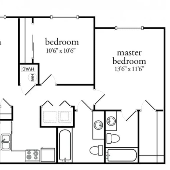 Thumbnail 1 of 8 2 bed 2 bath premium Floor Plan at Meadow View Apartments and Townhomes, Springboro