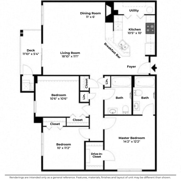 Thumbnail 2 of 2 The Lakefront Floor Plan at Creekside at Meadowbrook Apartments, Indiana