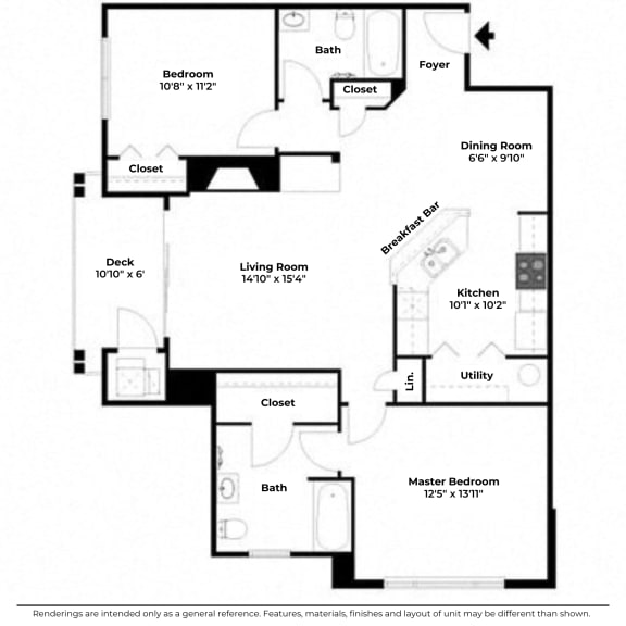 Thumbnail 2 of 2 The Rivers Edge Floor Plan at Creekside at Meadowbrook Apartments, Indiana, 46356
