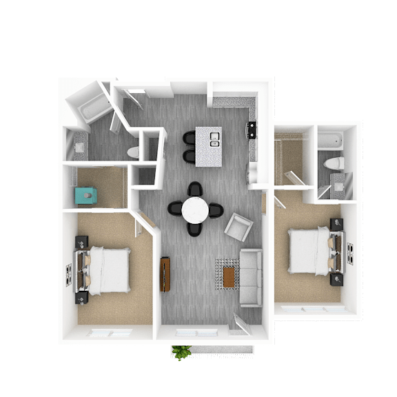 Thumbnail 1 of 2 Luxury 2 Bed 2 Bath, 1,330 sqft, 3D Floorplan at The Whit in Indianapolis, IN 46204