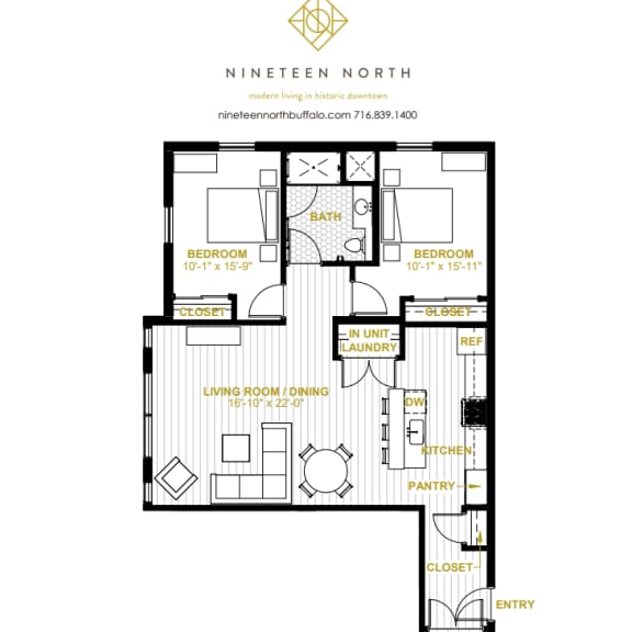 Thumbnail 8 of 14 2 Bedroom 1 Bathroom d at Nineteen North, Buffalo