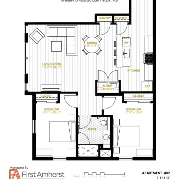 Thumbnail 3 of 14 Two Bedroom One Bathroom at Nineteen North, New York, 14202