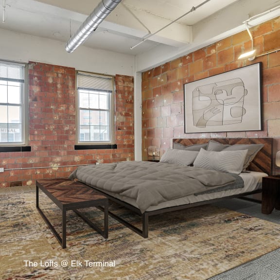 Bedroom at The Lofts at Elk Terminal Apartments , Buffalo, NY