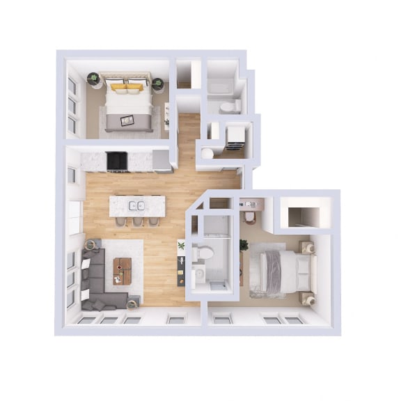 Thumbnail 2 of 2 The saratoga Floor Plan at Monmouth Row Apartments, Newport, KY