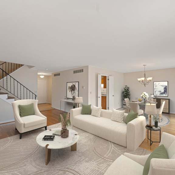 Thumbnail 4 of 13 a living room with two couches and a coffee table at Indian Creek Apartments*, Cincinnati, 45236