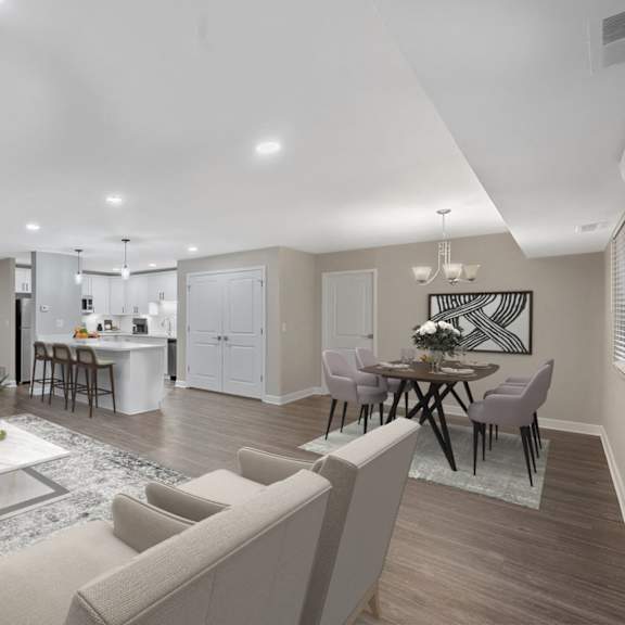 Thumbnail 6 of 14 a rendering of a living room and kitchen in a house at Indian Creek Apartments*, Cincinnati, Ohio