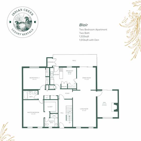 Thumbnail 2 of 22 2 Bed 2 Bath Floor Plan at Indian Creek Apartments, Cincinnati, 45236