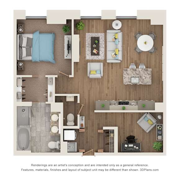 Thumbnail 2 of 2 1 bed 1 bath A23P Floor Plan at Sky Central, Ohio