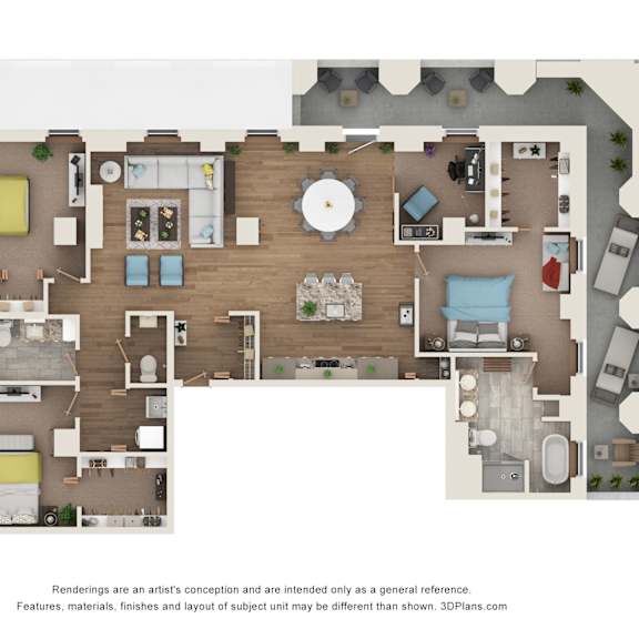 Thumbnail 2 of 4 3 bed 2 bath D3P Floor Plan at Sky Central, Ohio, 45202