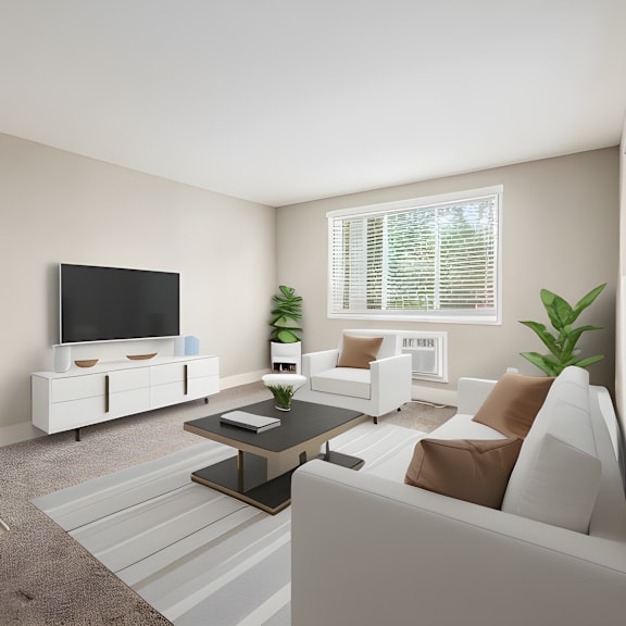 a living room with a couch and a coffee table
