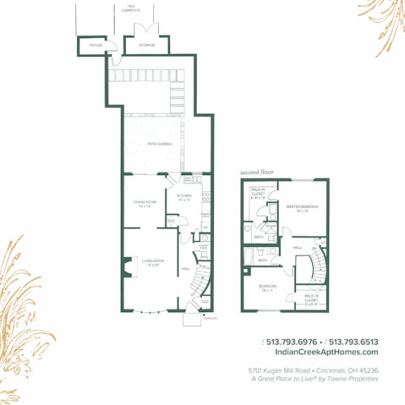 Thumbnail 2 of 2 2 Bedroom 2.5 Bath Floor Plan at Indian Creek Apartments, Ohio