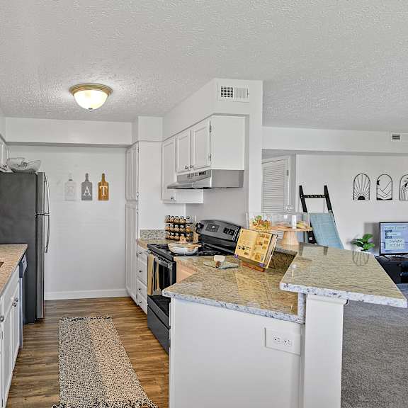 kitchen with white cabinets and granite counter tops at wrights point, ft wright, ky, 41011
