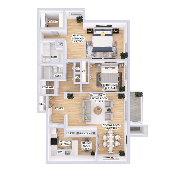 Thumbnail 2 of 10 Salem 3D Floor Plan at Indian Creek Apartments*, Ohio