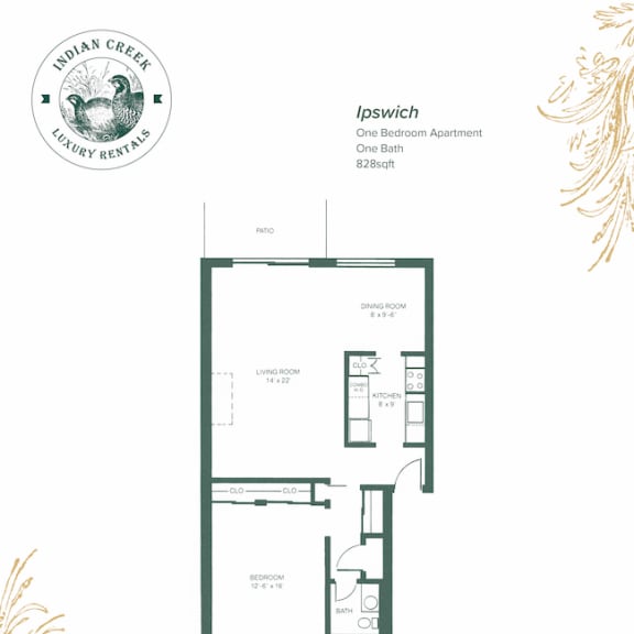 Thumbnail 2 of 2 1 Bed 1 Bath Floor Plan at Indian Creek Apartments, Cincinnati, 45236