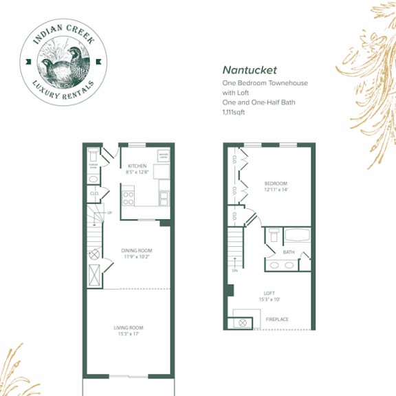 Thumbnail 2 of 2 1 Bed 1.5 Bath Floor Plan at Indian Creek Apartments, Cincinnati, OH, 45236