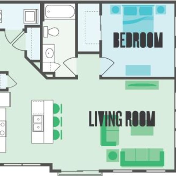 Thumbnail 1 of 7 The Linden 1 Bed  1 Bath Floor Plan at Monmouth Row Apartments, Newport, 41071