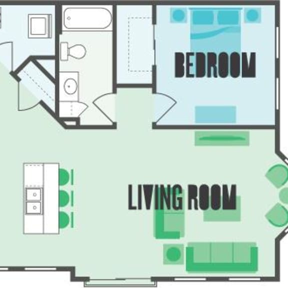 Thumbnail 1 of 2 The Nelson 1 Bed  1 Bath Floor Plan at Monmouth Row Apartments, Kentucky