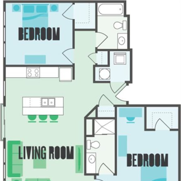 Thumbnail 1 of 2 The Saratoga 2 Bed  2 Bath Floor Plan at Monmouth Row Apartments, Newport, 41071