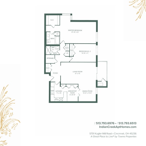 Thumbnail 3 of 10 Salem 2D Floor Plan at Indian Creek Apartments*, Ohio, 45236