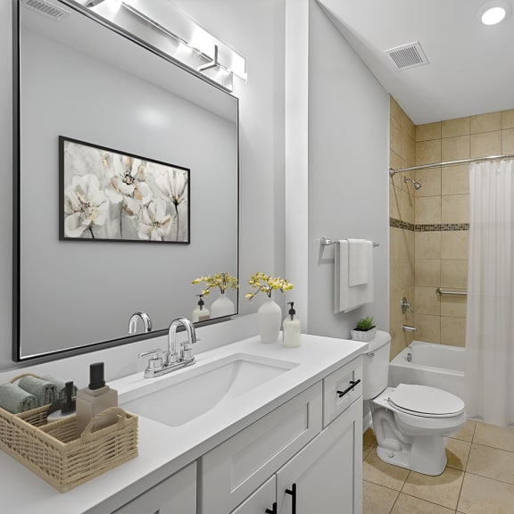 Thumbnail 7 of 7 a bathroom with a sink toilet and a shower at Monmouth Row Apartments, Newport, 41071