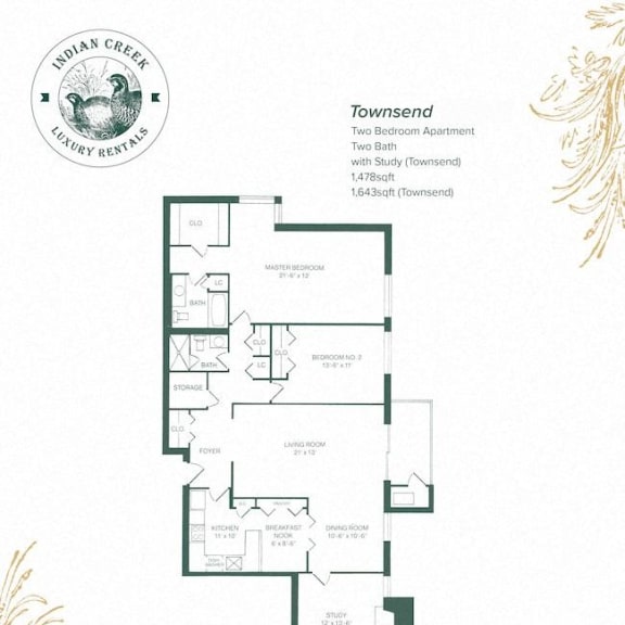 Thumbnail 2 of 14 the floor plan of the condo at Indian Creek Apartments*, Cincinnati, OH