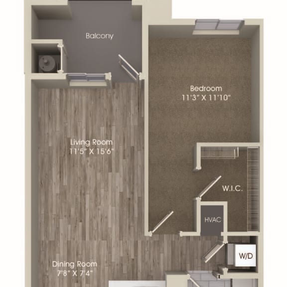 Thumbnail 2 of 2 A5 1 Bedroom 1 Bathroom Floor Plan at Valentia by Windsor, La Habra, California