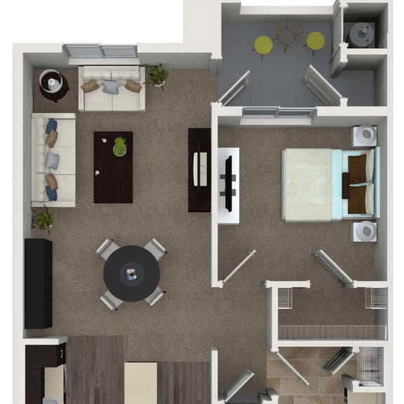 Thumbnail 1 of 2 A2 1 Bed 1 Bath Floor Plan at Valentia by Windsor, California, 90631