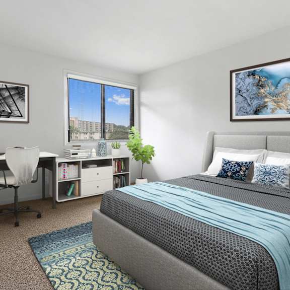 furnished bedroom at seven springs apartments, college park, md