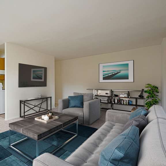 living room at seven springs apartments, college park, maryland