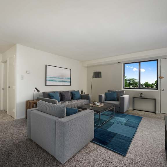 alternate view of living room at seven springs apartments, college park, 20740
