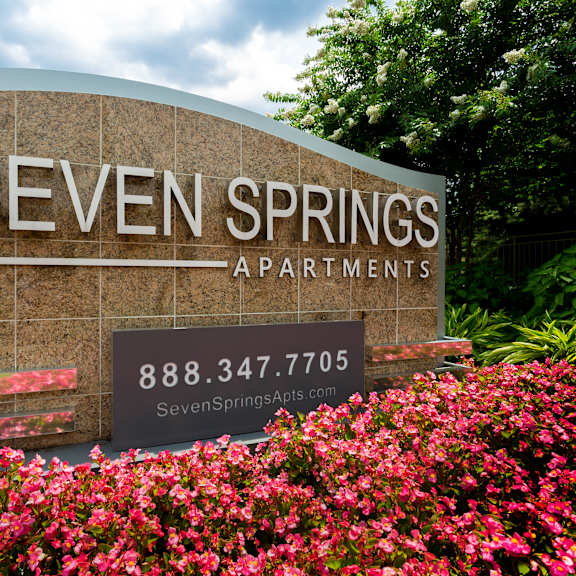 monument entrance sign at seven springs apartments, college park, 20740