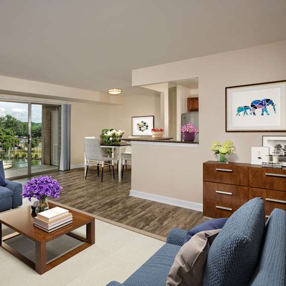 furnished living room at seven springs apartments, maryland
