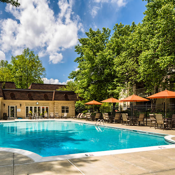 pool and sundeck area at versailles apartments, towson, md, 21204