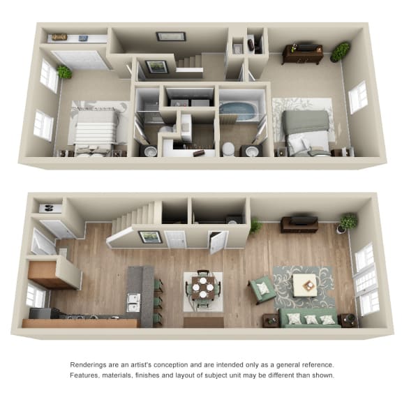 Thumbnail 1 of 9 Cypress 2 bed 2 bath floor plan  at Ansley Town Center, Georgia, 30809