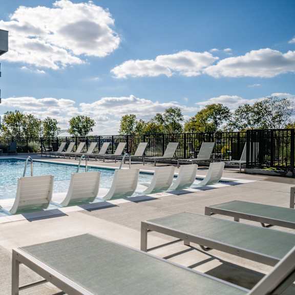 crystal clear swimming pool at harbor side at conwood flats apartments in uptown memphis, tn