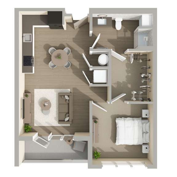 Thumbnail 1 of 2 A1 Floor Plan at Harbor Side at Conwood Flats Apartments in Uptown Memphis, TN