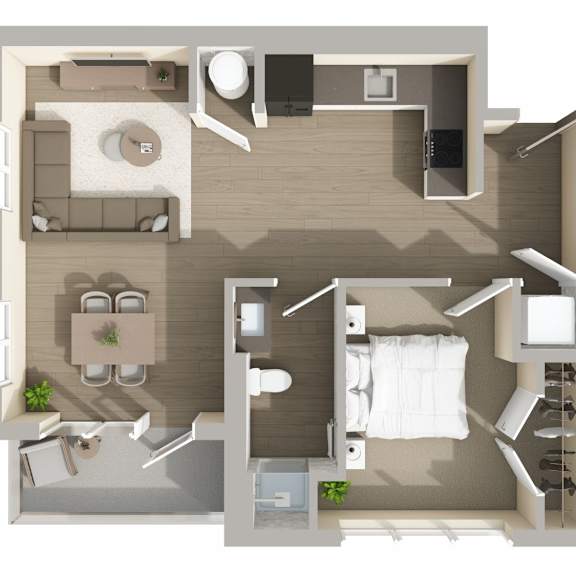 Thumbnail 1 of 2 A2 Floor Plan at Harbor Side at Conwood Flats Apartments in Uptown Memphis, TN